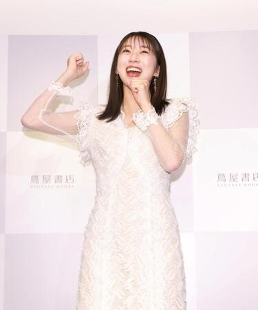 取材会に出席した牧野真莉愛（撮影・石井剣太郎）