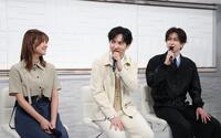 ドラマの発表会に出席した（左から）桃月なしこ、吉田仁人、池田彪馬（撮影・佐々木彰尚）