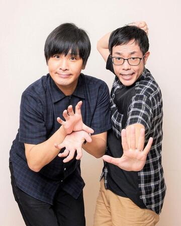 「月笑クライマックスシリーズ」にゲスト出演するアイデンティティの田島直弥（左）、見浦彰彦