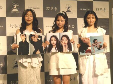 撮影に応じるＦＲＵＩＴＳ　ＺＩＰＰＥＲ、（左から）真中まな、松本かれん、鎮西寿々歌