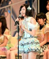 　６位に入り涙ながらにあいさつする松井珠理奈