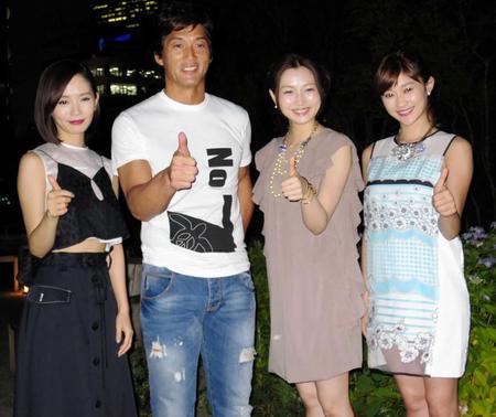 　映画をＰＲした（左から）中村ゆり、長嶋一茂、佐藤めぐみ、原幹恵＝東京・六本木