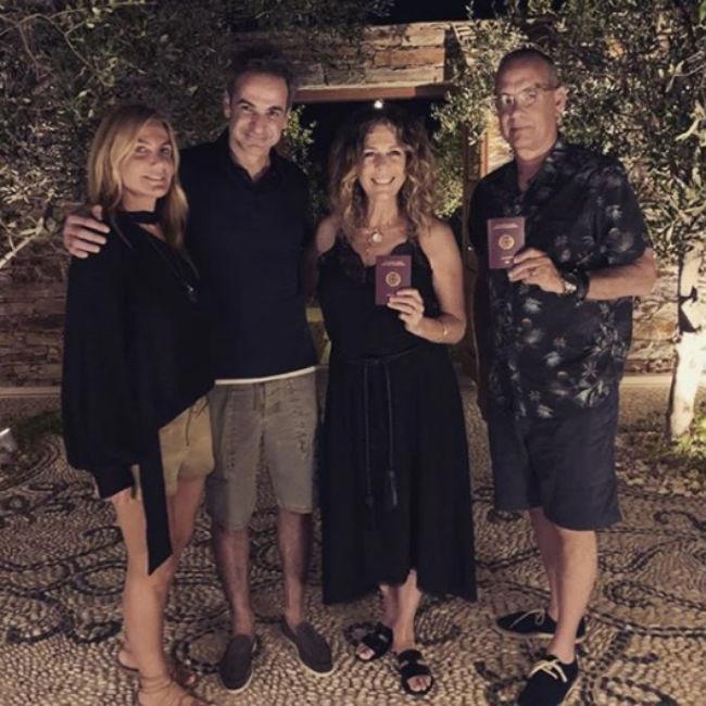 キリアコス・ミツォタキス首相夫妻、リタ・ウィルソン、トム・ハンクス