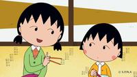 　水谷優子さんが声を務めたアニメ「ちびまる子ちゃん」のお姉ちゃん（左）と主人公のまる子