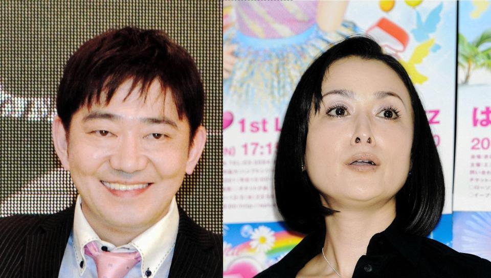 交際１年になるというメッセンジャーの黒田有（左）と国生さゆり