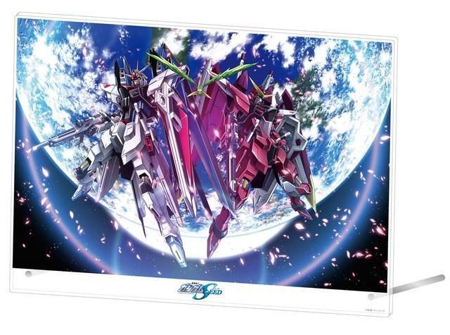 「機動戦士ガンダムSEED」アクリルアートパネル　「フリーダムガンダム＆ジャスティスガンダム＆トリィ」イラスト　(c)創通・サンライズ