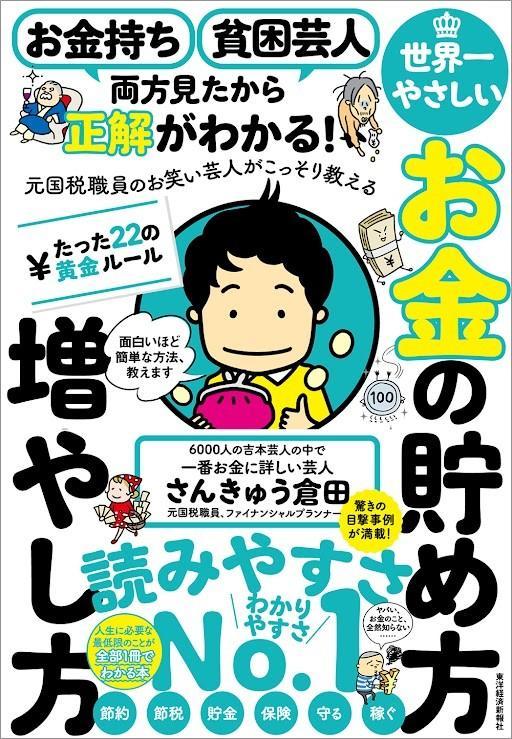 さんきゅう倉田の著書「お金持ち、貧困芸人　両方見たからわかる！　元国税職員のお笑い芸人がこっそり教える　世界一やさしいお金の貯め方増やし方　たった２２の黄金ルール」