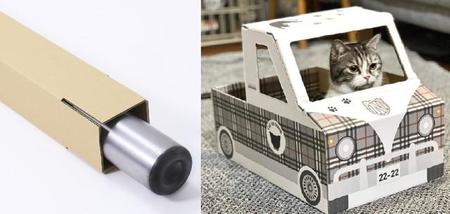 バット用に猫トラックと遊び心満載のダンボール