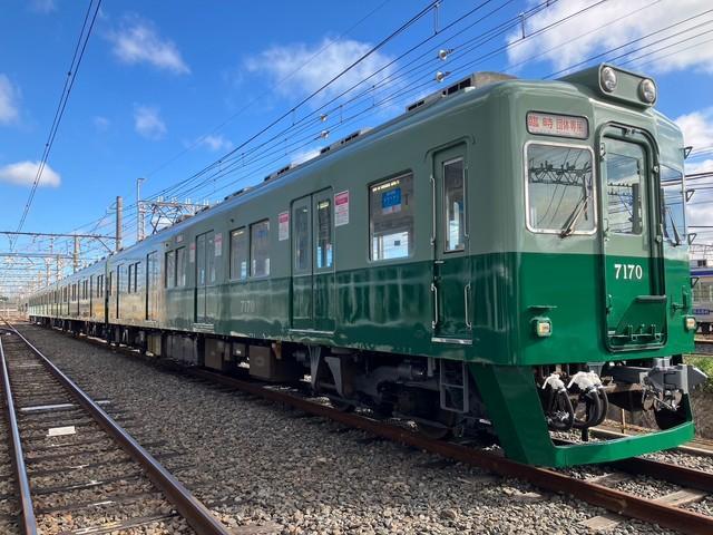 なつかしの濃淡グリーンカラーのツートンカラー！南海7100系車両の復元