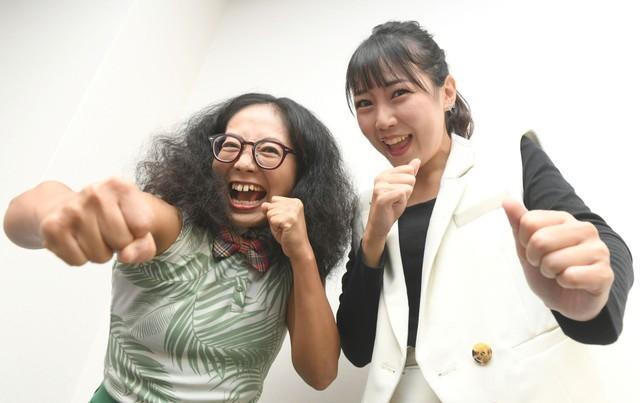 アルミカンの赤阪侑子（左）と高橋沙織（撮影・石井剣太郎）