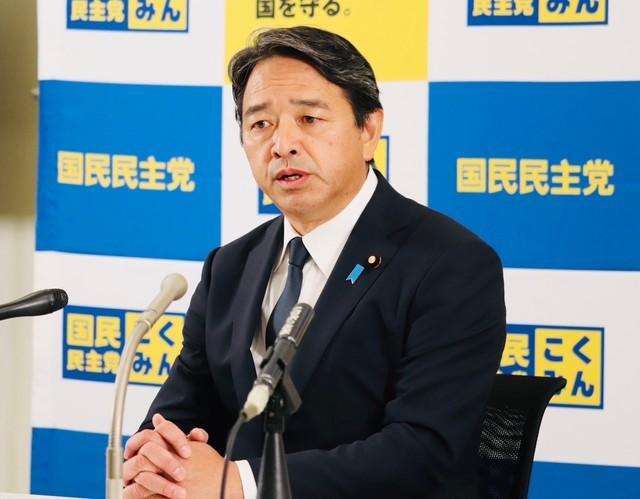 国会内で会見する国民民主党・榛葉賀津也幹事長