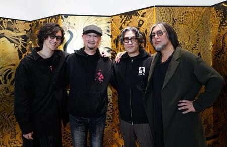 全国6カ所で行われた「真島のマジ祭り」千秋楽イベントに登場した（左から）堀井亮佑氏、宇垣秀成、松田賢二、横山昌義氏