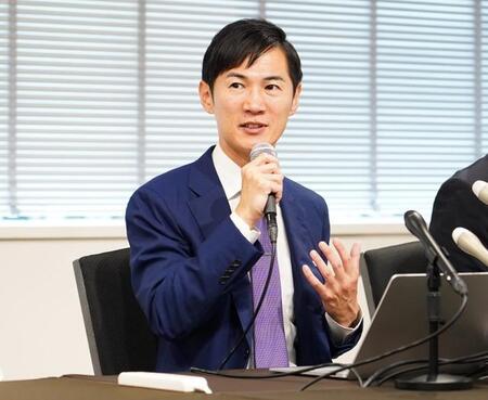 会見する石丸伸二氏