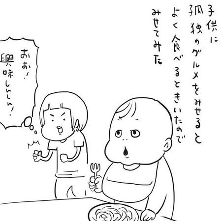 孤独のグルメに興味津々なぱるたん君（松本ひで吉さん提供）