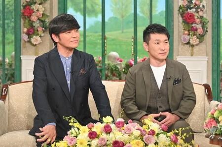 14日放送の「徹子の部屋」に出演するますだおかだ・岡田圭右（左）と増田英彦＝テレビ朝日提供