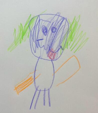 5歳の息子が「このぬいぐるみがほしい」と渡してきた手描きイラスト＝「藁にもすがるクッカ」さんのX（@Orlando_Orlind）より
