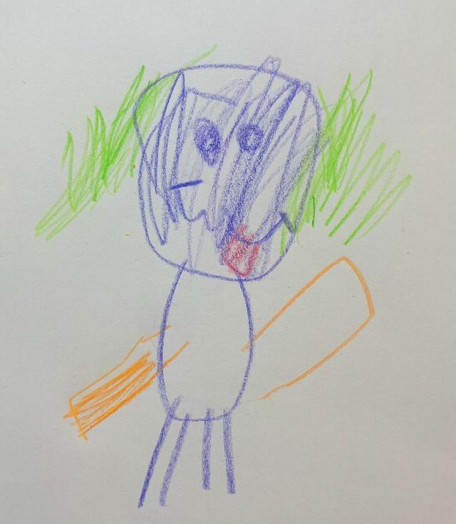 5歳の息子が「このぬいぐるみがほしい」と渡してきた手描きイラスト＝「藁にもすがるクッカ」さんのX（@Orlando_Orlind）より