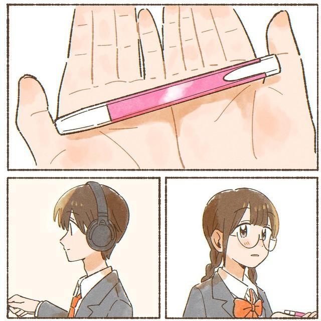 マーカーは両手でそっと握りしめる（前川わかばさん提供）