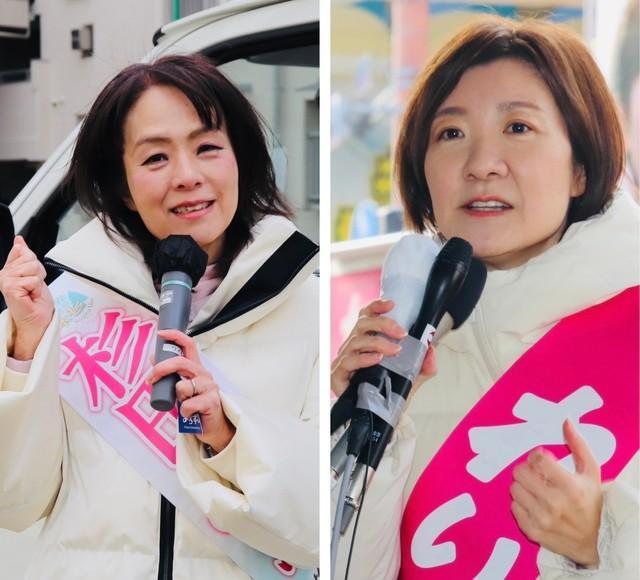 杉田水脈氏（左）と大石晃子氏