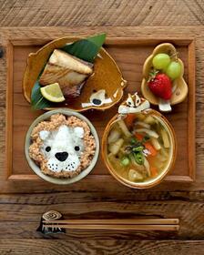 栄養満点のライオン朝ごはん（あさひさん提供） 