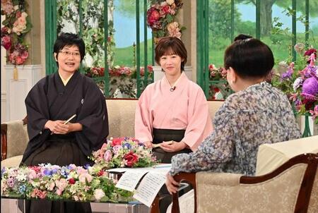 「徹子の部屋」   (右から)黒柳徹子、蝶花楼桃花、立川小春志＝テレビ朝日提供