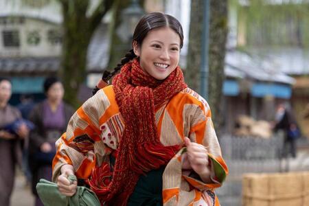 合格発表後、のぶ（今田美桜）は喜びにあふれて