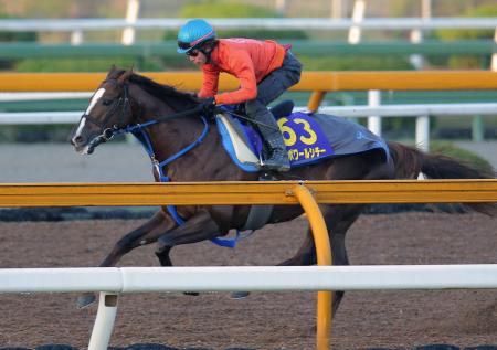 　佐藤哲を背に栗東ＣＷで追い切るエスポワールシチー