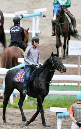 　函館での調教を開始したロゴタイプ＝函館競馬場（撮影・田村亮介）