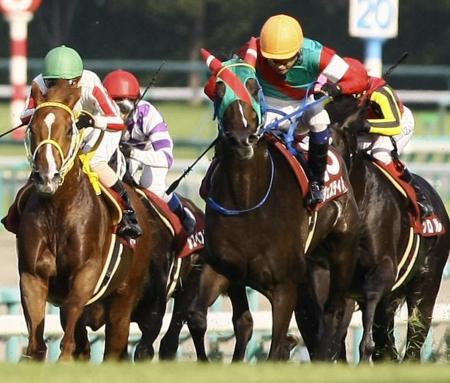 　大外から追い込むマジェスティハーツ（右）