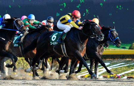 　ゴール前差し切って根岸Ｓを制したゴールスキー（撮影・田村亮介）