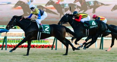 １１Ｒ、中山金杯を制したラブリーデイ（左）＝中山競馬場（撮影・三好信也）