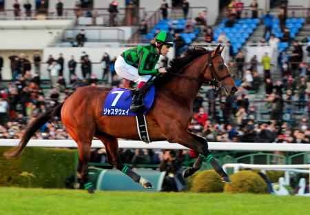 　ラストランを披露するジャスタウェイ（撮影・石湯恒介）