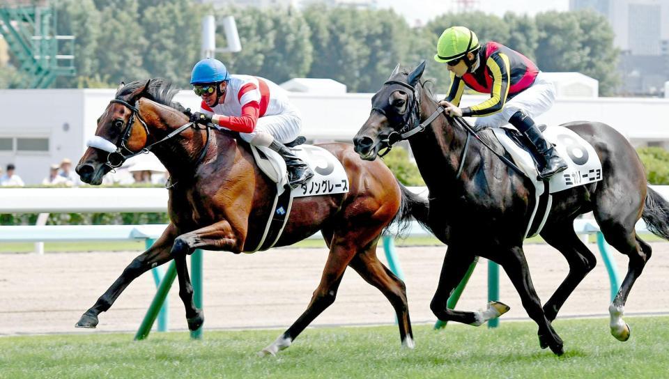 　評判馬がそろった札幌５Ｒ新馬戦を制したダノングレース（左）