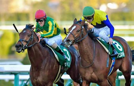 　兄・ミルコ騎乗のサトノクロニクル（左）が弟・クリスチャン騎乗のデニムアンドルビーとの競り合いを制した