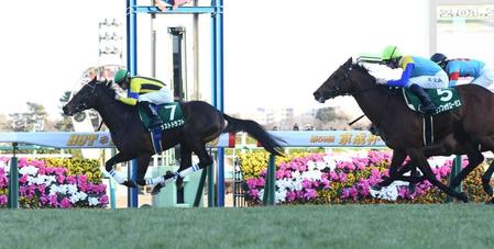 １１Ｒ・京成杯を制したラストドラフト（左）＝中山競馬場