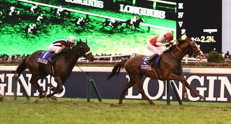 　カレンブーケドールの猛追を振り切りジャパンカップを制したスワーヴリチャード（右）＝撮影・園田高夫