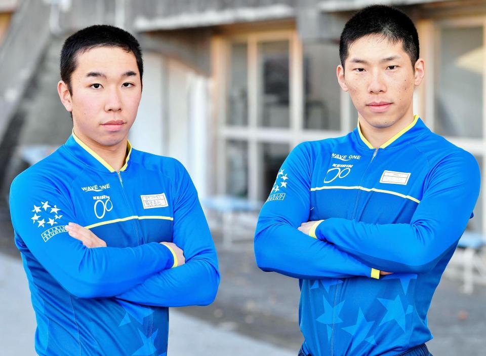 日本競輪選手養成所を早期卒業する１１７期の２人（左から）菊池岳仁、寺崎浩平