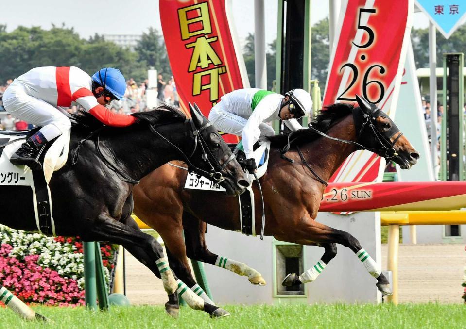 　昨年の日本ダービーを制したロジャーバローズ（奥）＝１９年５月２６日、東京競馬場