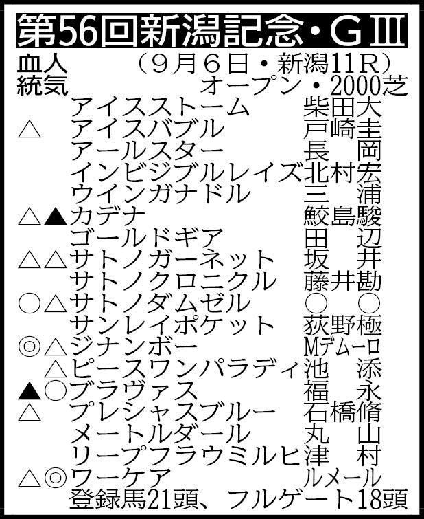 新潟記念展望 ワーケア ブラヴァスら混戦ムード 競馬 レース デイリースポーツ Online