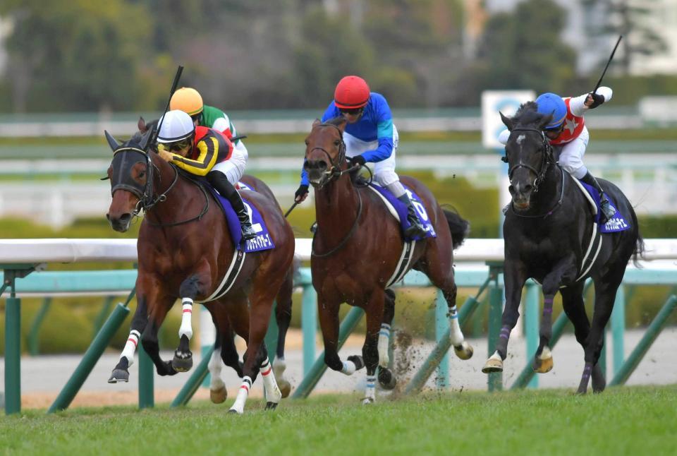 　坂下から抜け出すグレナディアガーズ（左）＝撮影・石湯恒介