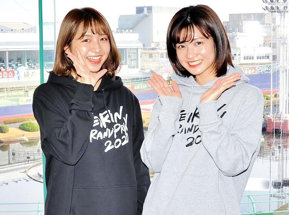 　平塚競輪のイメージキャラクターを務める東京パフォーマンスドールの浜崎香帆（左）、脇あかり