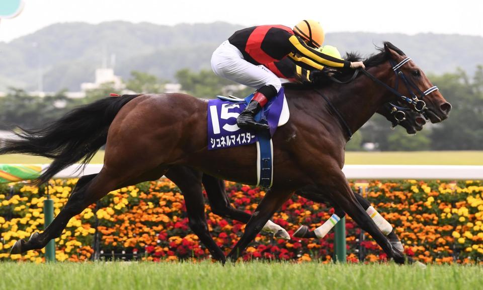 ハナ差で勝利したシュネルマイスター＝東京競馬場（撮影・園田高夫）　※ゴール後の写真です