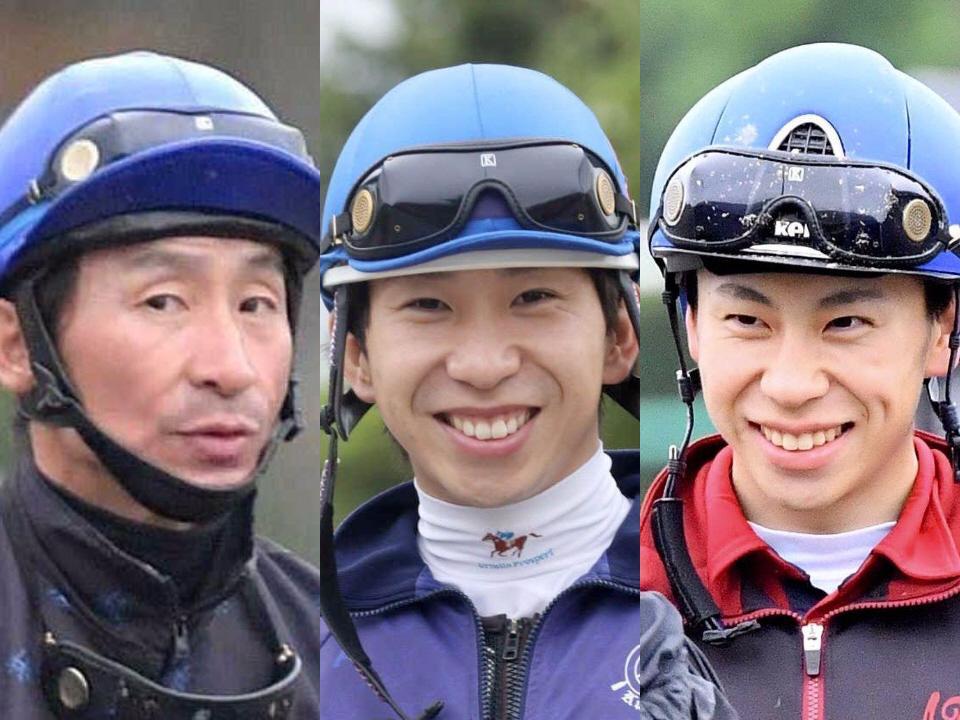 　（左から）横山典弘、横山和生、横山武史騎手