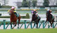 早々と抜け出すソーヴァリアント（左）＝阪神競馬場（撮影・石湯恒介）