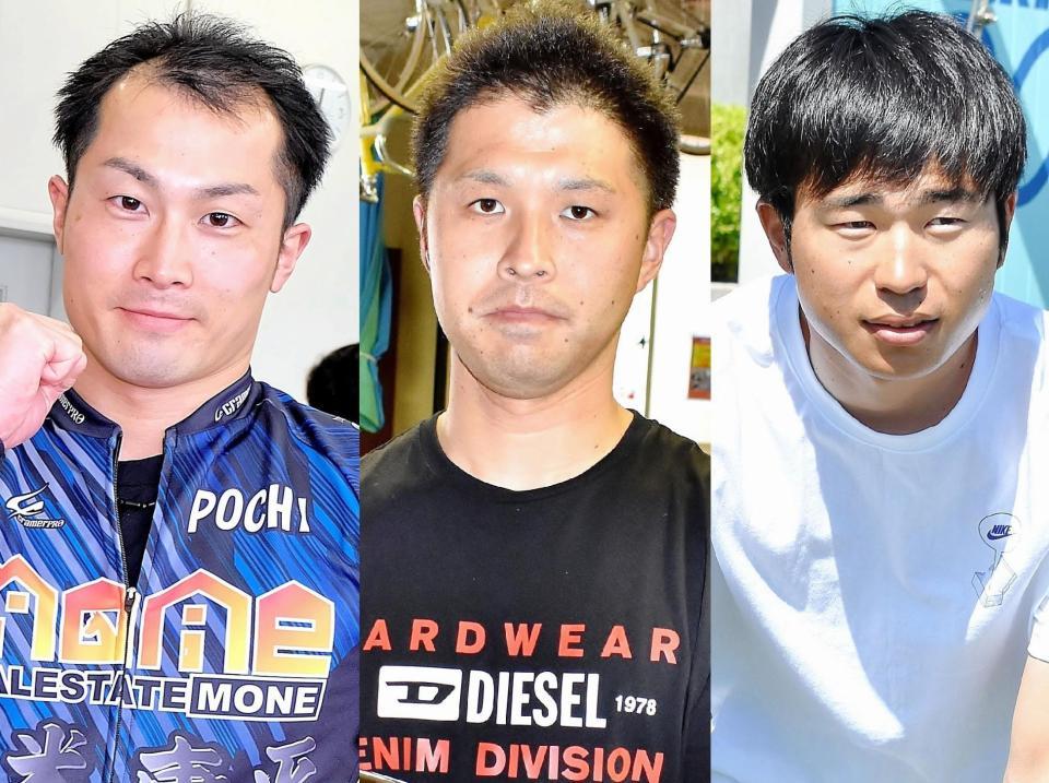 　先頭誘導員早期追い抜きで失格となった久米康平（左）、中井太祐（中央）、兼本将太