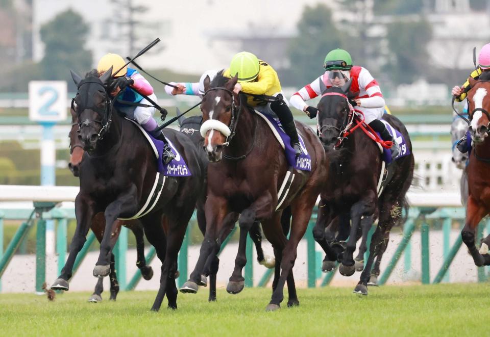 　阪神ＪＦを制したサークルオブライフ（中央）が牝馬１位