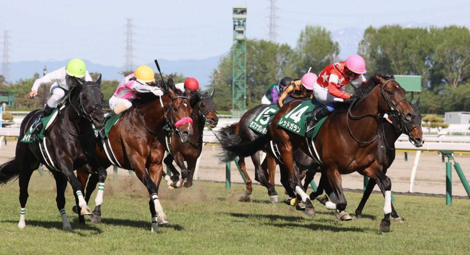 　競り合いを制したレッドガラン（右手前）