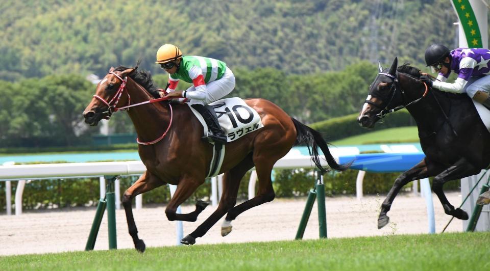 　１着でゴールするラヴェル（左）