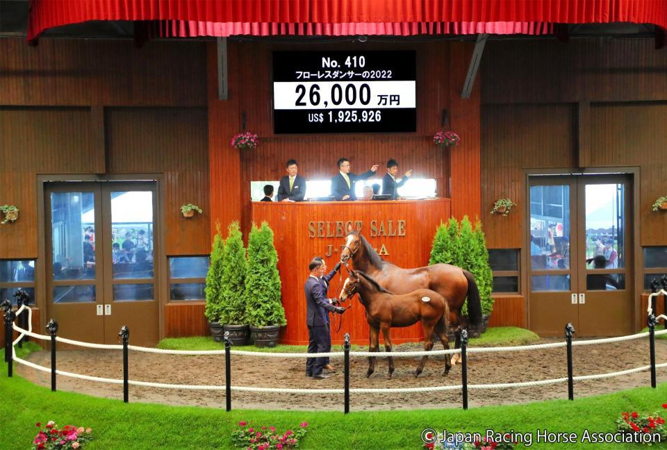 　フローレスダンサー２２は野田みづき氏が２億６０００万円で落札した