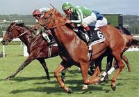 　９８年のジャックルマロワ賞を制覇した岡部騎乗のタイキシャトル（手前）＝共同